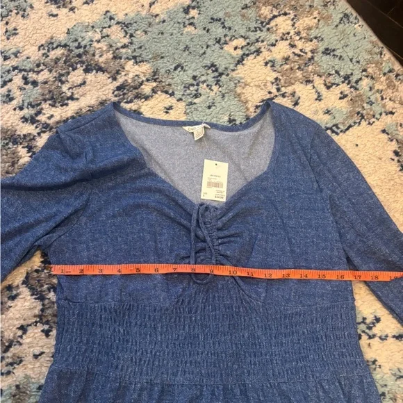 Cato 3/4 Sleeve Knee Length Blue Dress Size L NWT - Picture 7 of 8